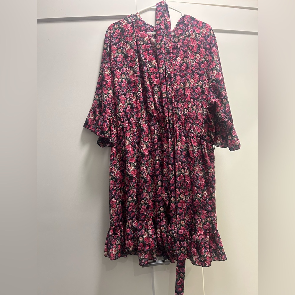 Boohoo Plus Floral Mini Dress - Pink and Black